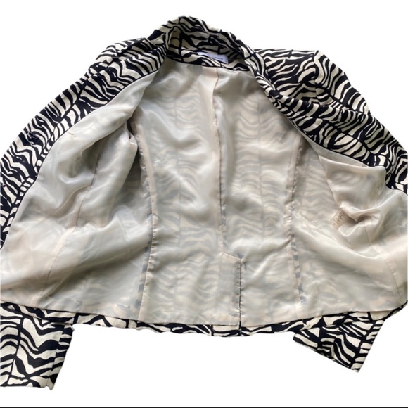 Calvin Klein Linen Blend Blazer Women's Size 8 Long Sleeve Zebra Animal Print - Picture 5 of 6